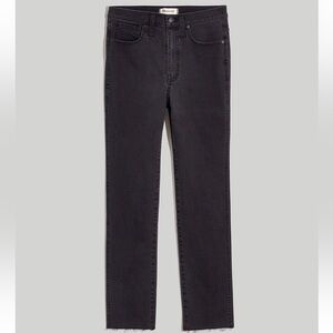 Madewell Washed Out Black High Waist Raw Hem Stovepipe Jeans Size 28